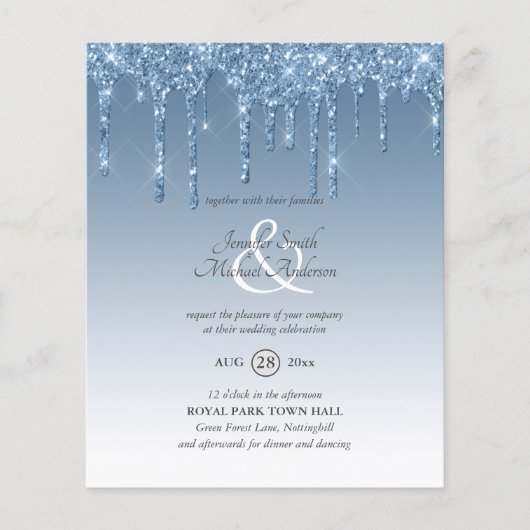 Papier Dusty Blue goutte à goutte Parties scintillant Mar (Devant)