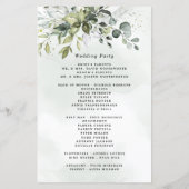 Papier Dusty Blue Greenery Floral Rustic Wedding Programm (Dos)