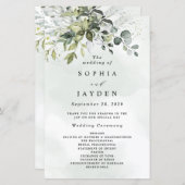 Papier Dusty Blue Greenery Floral Rustic Wedding Programm (Devant / Derrière)