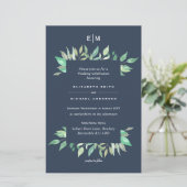 Papier Dusty Blue Greenery Leafy Budget Mariage Inviter A (Debout devant)