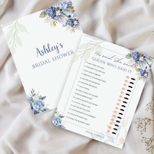 Papier Dusty Blue Il Dit Qu'Elle A Dit Fête des mariées G