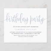 Papier Dusty Blue Jolie Calligraphie Anniversaire Invitat (Devant)