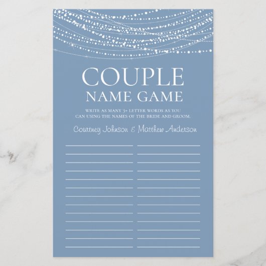 Papier Dusty Blue Lights jeu de Fête des mariées (Devant)