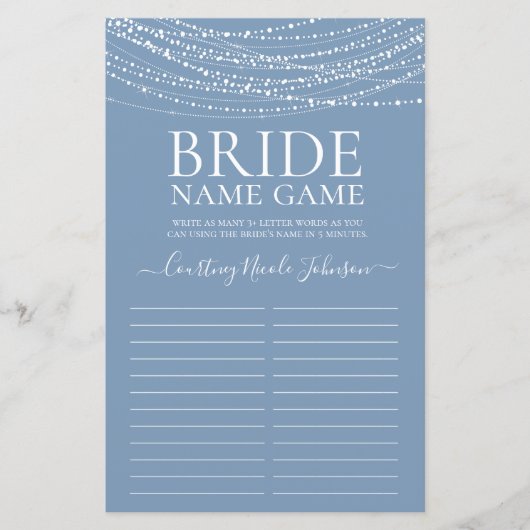 Papier Dusty Blue Lights jeu de Fête des mariées (Devant)