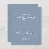 Papier Dusty Blue Mariage Place Card - Nom d'hôte imprimé (Devant / Derrière)