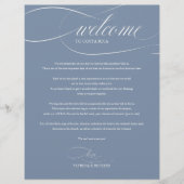 Papier Dusty Blue Mariage Week-end Itinéraire de bienvenu (Devant)