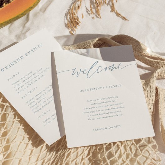 Papier Dusty Blue Mariage Welcome Timeline