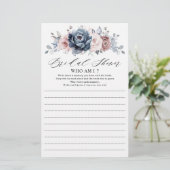 Papier Dusty Blue Mauve Fête des mariées Qui suis-je jeu (Debout devant)