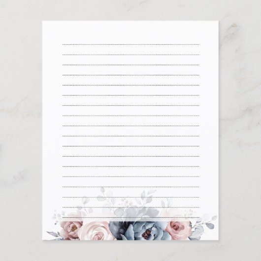 Papier Dusty Blue Mauve Rose rose Fête des mariées Recett (Dos)