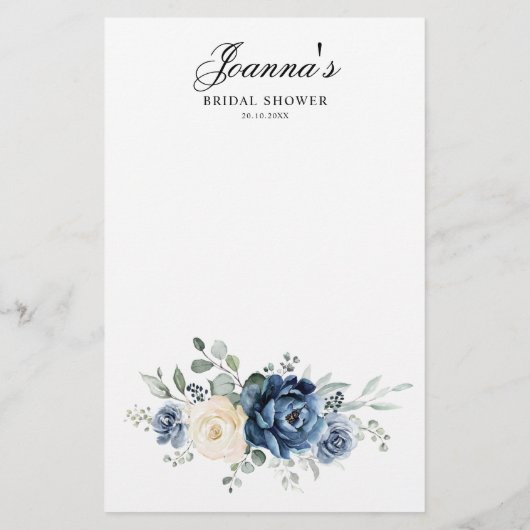 Papier Dusty Blue Navy Champagne Ivory Fête des mariées J (Dos)