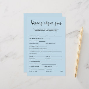 Papier Dusty blue nursery rimes jeu de baby shower quiz