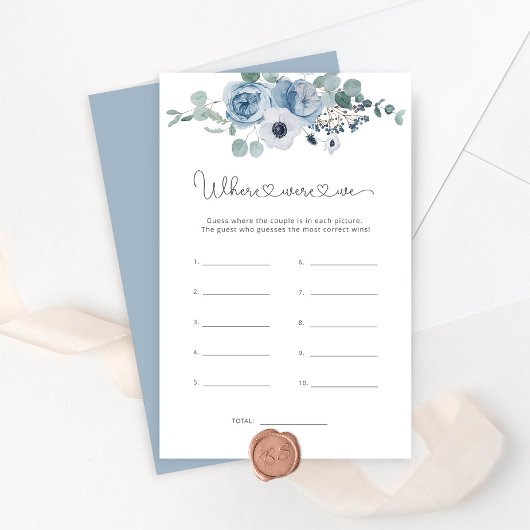 Papier Dusty blue Où étions-nous nuptiale douche jeu