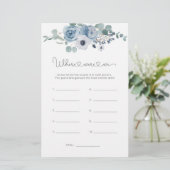 Papier Dusty blue Où étions-nous nuptiale douche jeu (Debout devant)