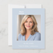 Papier Dusty blue photo birthday invitation (Devant)