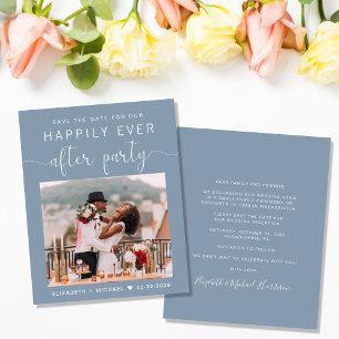 Papier Dusty Blue Photo Mariage Réception Enregistrer la