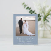 Papier Dusty Blue Photo QR Code Mariage Invitation de réc (Debout devant)