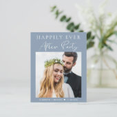 Papier Dusty Blue Photo QR Code Mariage Invitation de réc (Debout devant)