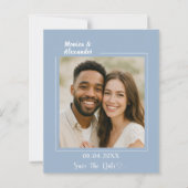 Papier Dusty blue photo wedding Save the Date card (Devant)