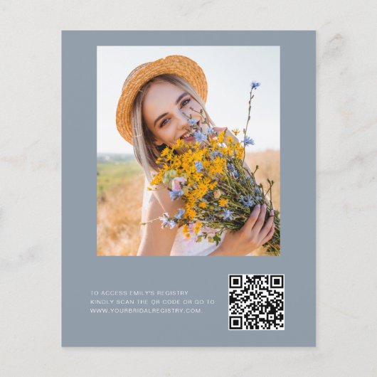 Papier Dusty Blue QR Code Fleur sauvage Petals & Prosecco (Dos)