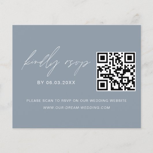 Papier Dusty Blue QR Code RSVP Mariage photo (Devant)