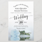 Papier Dusty Blue Rose Chic BUDGET Faire-part de mariage (Devant)