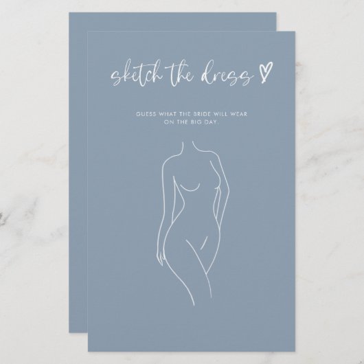 Papier Dusty Blue Sketch La Fête des mariées de robe Jeu (Devant / Derrière)