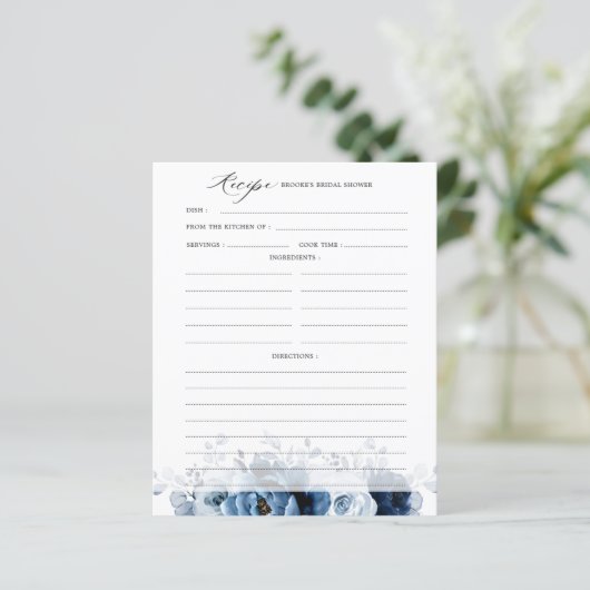 Papier Dusty Blue Slate Navy Fête des mariées florale Rec (Debout devant)