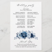 Papier Dusty Blue Slate Navy Floral Wedding Program (Dos)