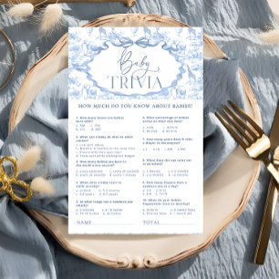 Papier Dusty Blue Toile Safari Animaux Baby Trivia Jeu