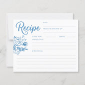 Papier Dusty Blue Whimsical Bridal Shower Recipe Card (Devant)
