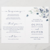 Papier Dusty Blue Winter Foliing Mariage Cérémonie Progra (Devant)
