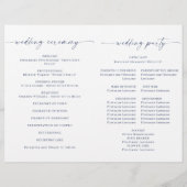 Papier Dusty Blue Winter Foliing Mariage Cérémonie Progra (Dos)