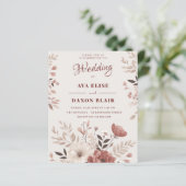 Papier Dusty Blush Floral Budget Faire-part de mariage (Debout devant)