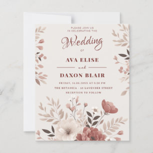 Papier Dusty Blush Floral Budget Faire-part de mariage
