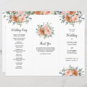 Papier Dusty Coral Eucalyptus Mariage de l'ordre de servi (Devant / Derrière)