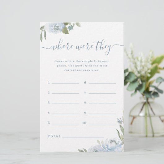 Papier Dusty floral où étaient-ils la nuptiale douche jeu (Debout devant)