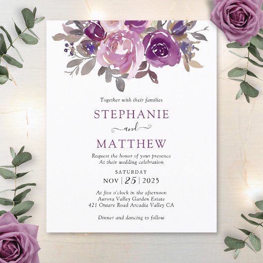 Papier Dusty Mauve Purple Blush Botanical Budget Mariage