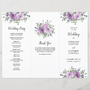 Papier Dusty Mauve Rose Eucalyptus Ordre de service