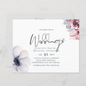 Papier Dusty Navy Blue Coral Floral Script Mariage Budget (Devant / Derrière)