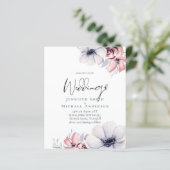 Papier Dusty Navy Blue Coral Floral Script Mariage Budget (Debout devant)