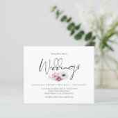 Papier Dusty Navy Coral Bleu Flore Script Mariage Inviter (Debout devant)