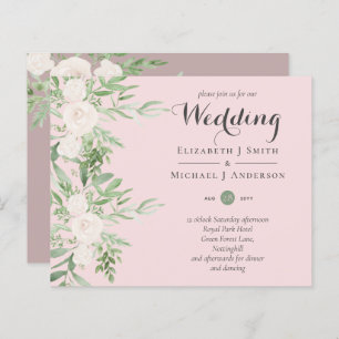 Papier Dusty Pink Magnolia Sage Floral BUDGET MARIAGE INV