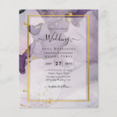 Papier Dusty Purple Gold Alcohol Encre Mariage Abstrait (Devant)