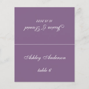 Papier Dusty Purple Mariage Place Card Nom de l'invité im