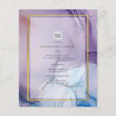 Papier Dusty Purple Navy Blue Gold INK Wedding INVITE (Dos)