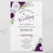 Papier Dusty Purple & Plum Floral Budget Wedding Programm (Devant)