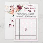 Papier Dusty Rose Bourgogne Rose Fête des mariées Bingo J (Devant / Derrière)