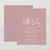 Papier Dusty Rose Budget Bonjour Baby shower Invitation (Devant / Derrière)