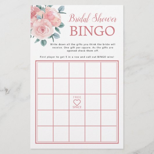 Papier Dusty Rose Eucalyptus Fête des mariées Jeu de Bing (Devant)