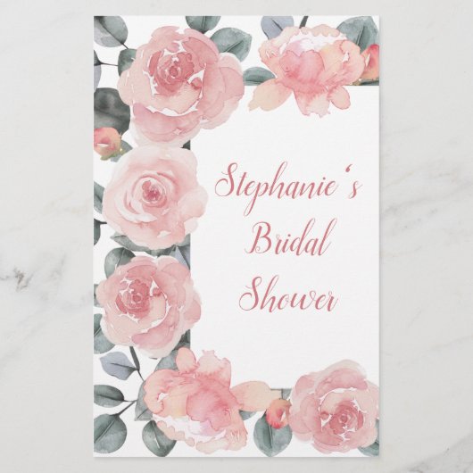 Papier Dusty Rose Eucalyptus Jeu de Fête des mariées de b (Dos)